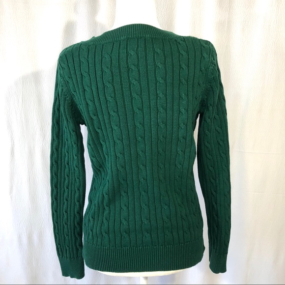 Chaps Classics Dark Green Cotton V Neck Sweater - Picture 5 of 8